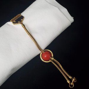 Vintage Marquardt Faux Carnelian Gold Tone Hankie or Glove Holder
